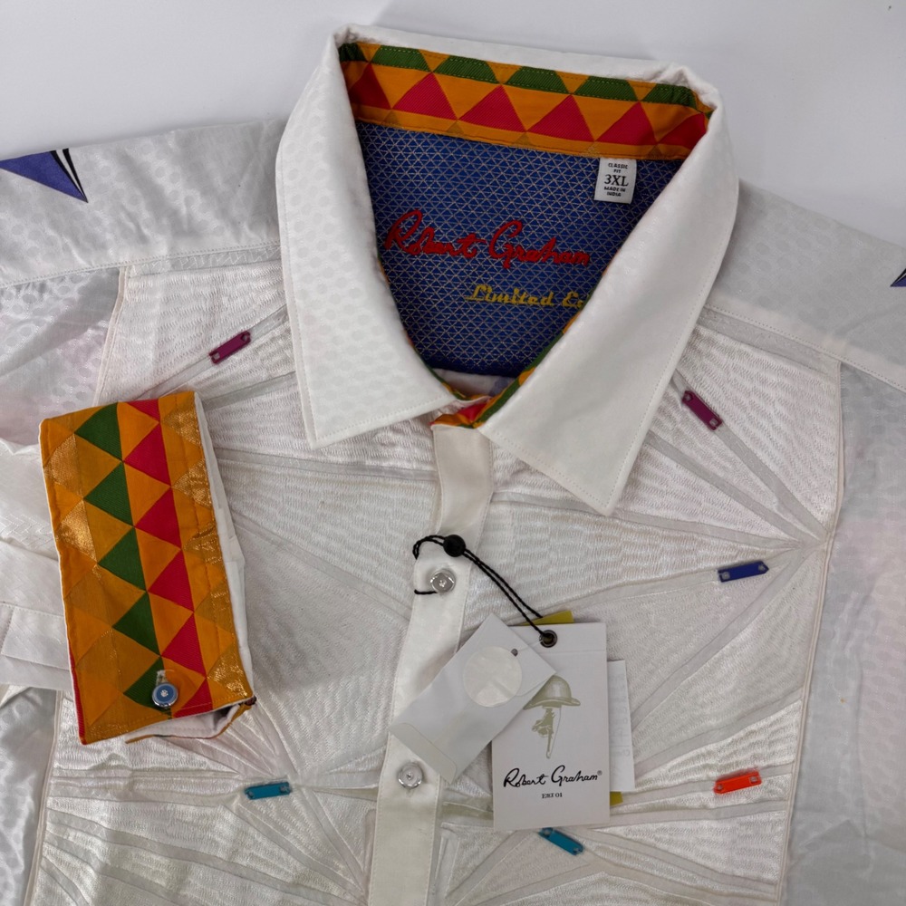 Robert Graham Zipperhead Shirt Mens 3XL White Limited Edition RS181603CF